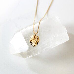 NWT Gold Necklace with Wavy Pendant (Adjustable)